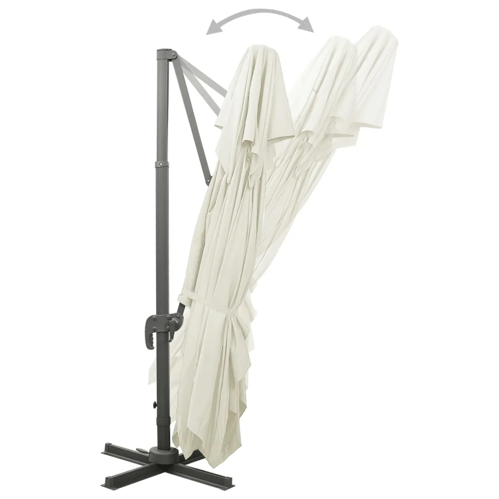 Homokszínű dupla tetejű konzolos napernyő 400 x 300 cm