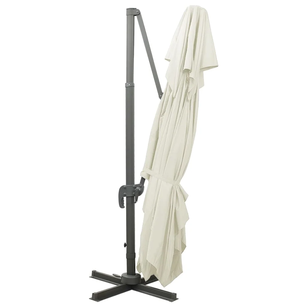 Homokszínű dupla tetejű konzolos napernyő 400 x 300 cm