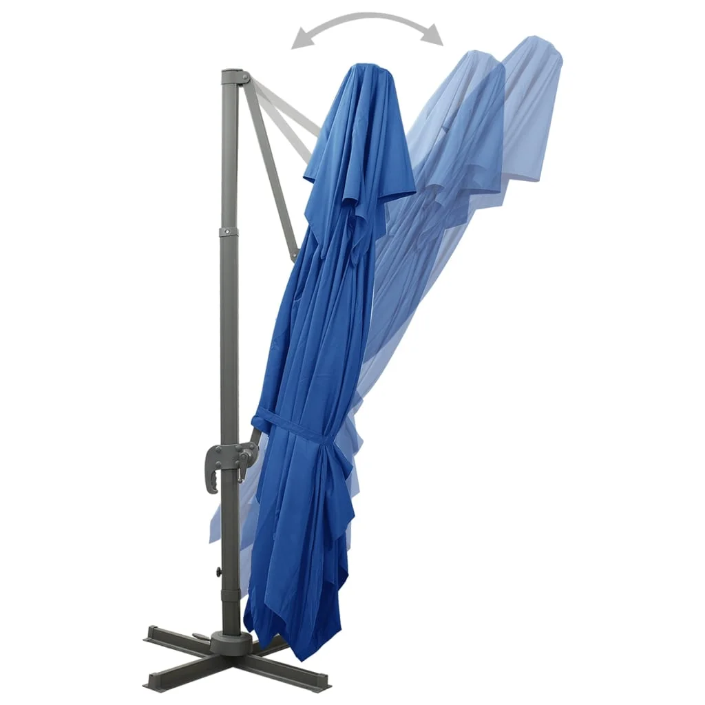 Azúrkék dupla tetejű konzolos napernyő 400 x 300 cm