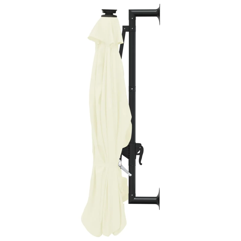 Homokszínű fali napernyő LED-ekkel és fémrúddal 300 cm