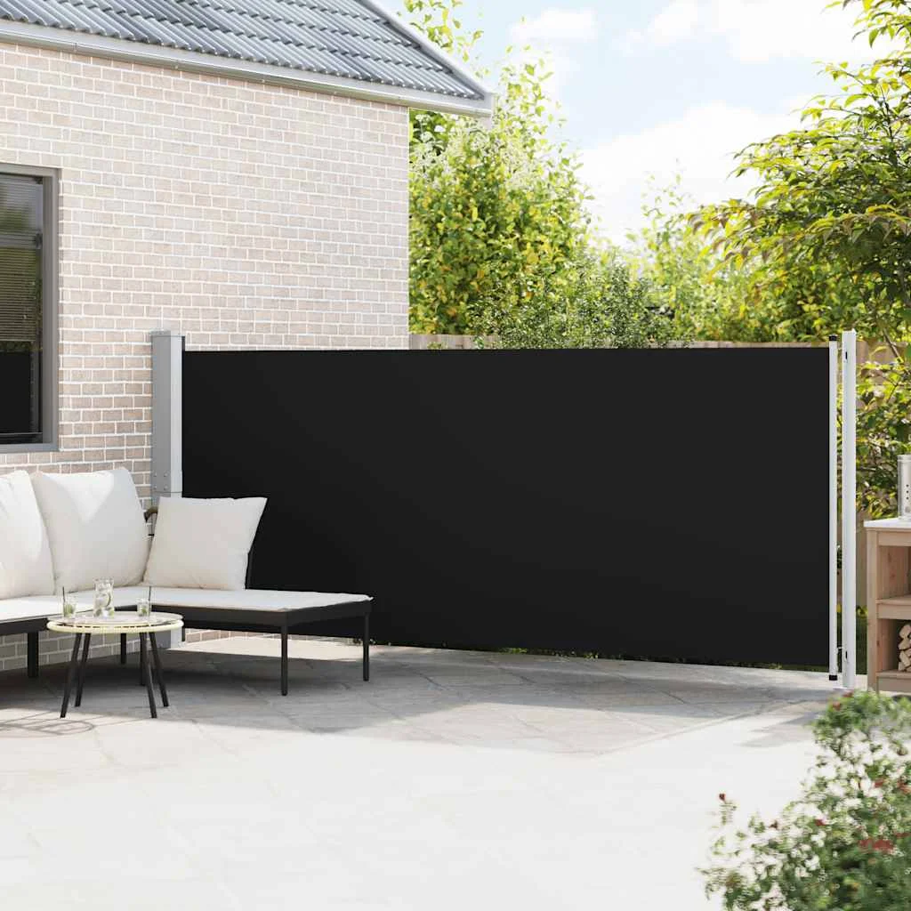 Fekete kihúzható oldalsó terasz-napellenző 600 x 160 cm