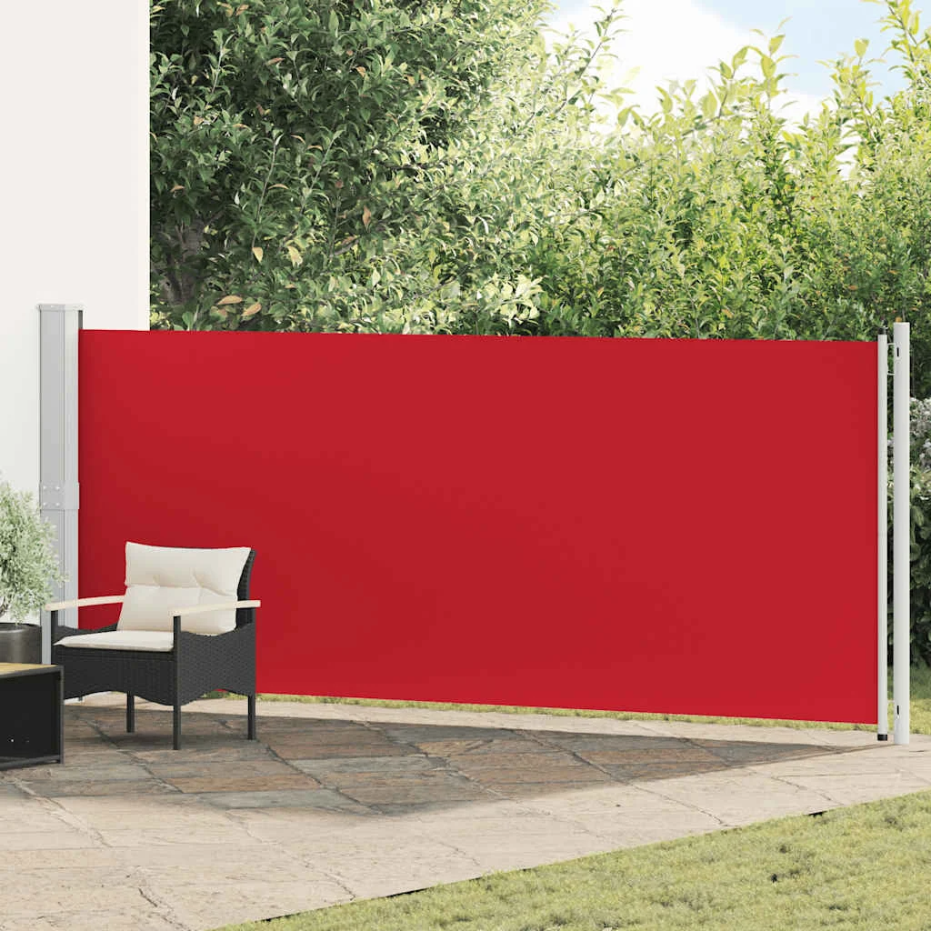 Piros behúzható oldalsó terasz-napellenző 600 x 160 cm