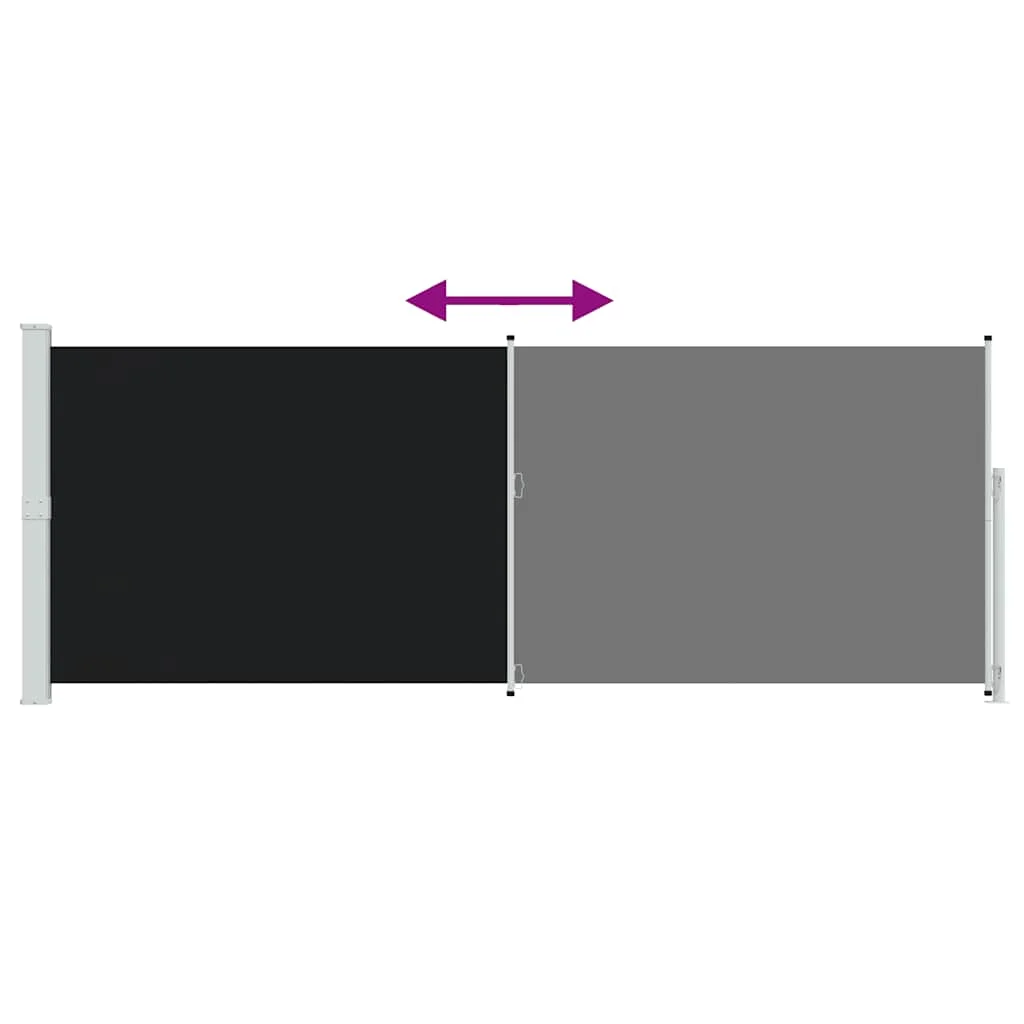 Fekete behúzható oldalsó terasznapellenző 180 x 500 cm