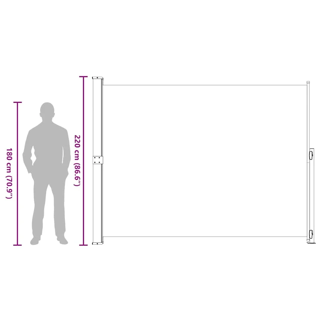 Szürke behúzható oldalsó terasznapellenző 220 x 300 cm