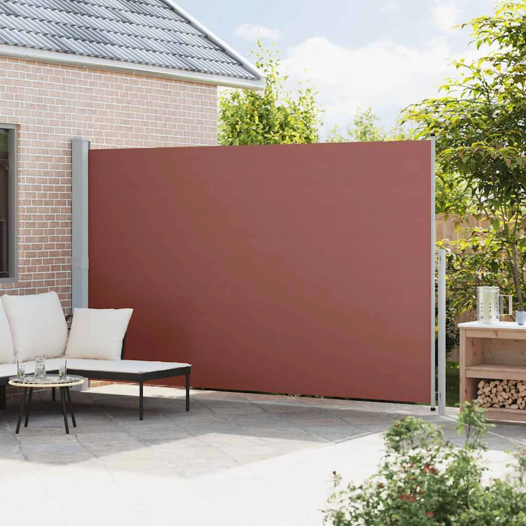Barna behúzható oldalsó terasznapellenző 220 x 500 cm
