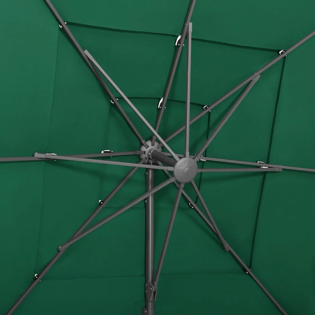 4 szintes zöld napernyő alumíniumrúddal 250 x 250 cm