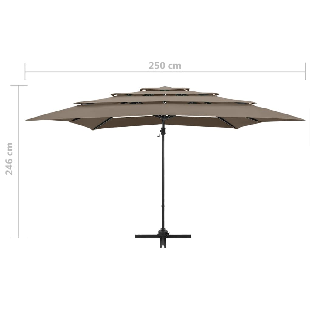 4 szintes tópszínű napernyő alumíniumrúddal 250 x 250 cm