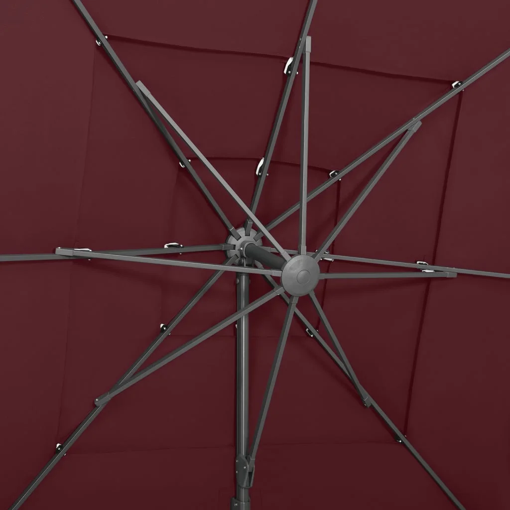 4 szintes bordó napernyő alumíniumrúddal 250 x 250 cm