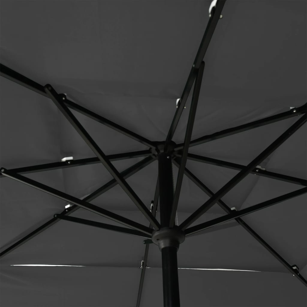 3 szintes antracitszürke napernyő alumíniumrúddal 2,5 x 2,5 m