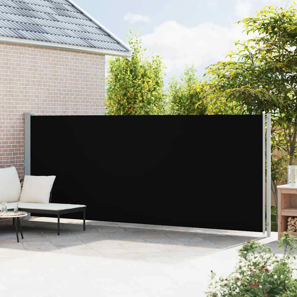 Fekete behúzható oldalsó terasznapellenző 180 x 600 cm