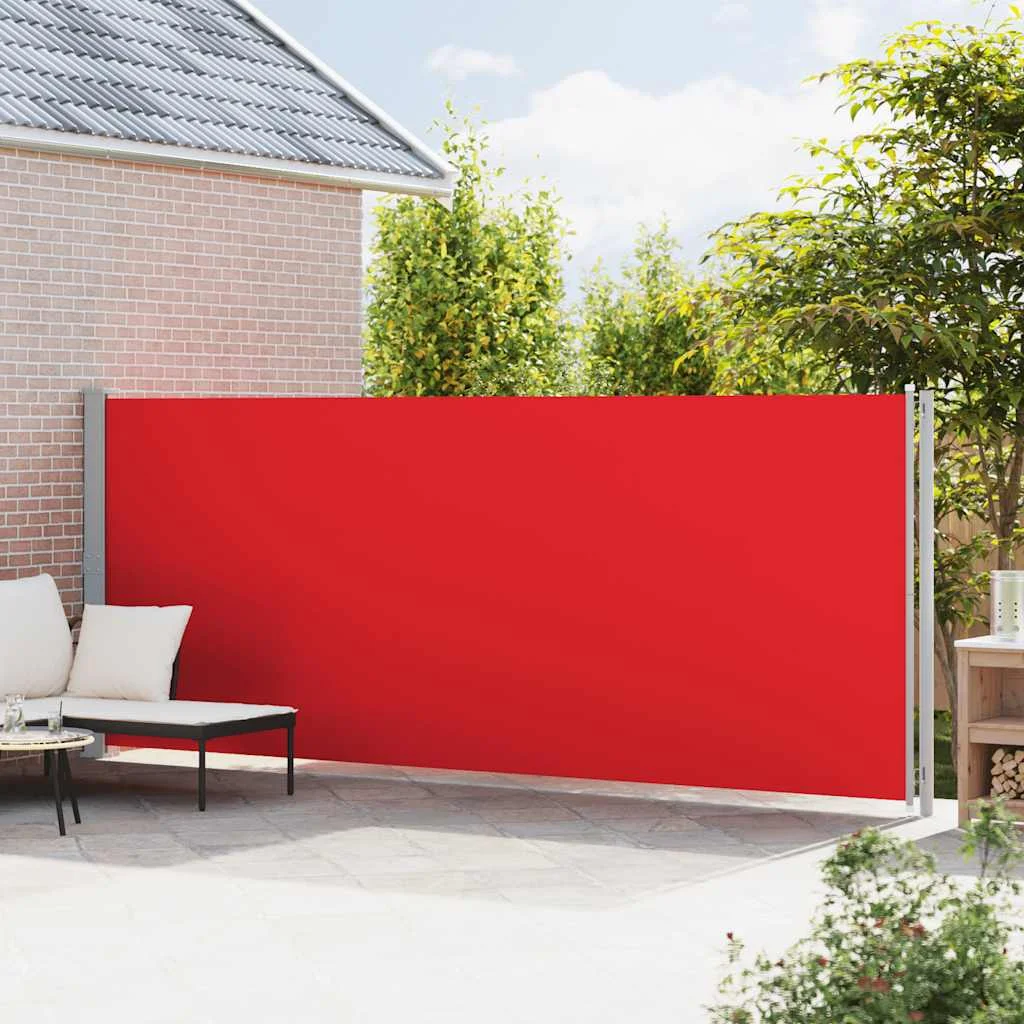 Piros behúzható oldalsó terasznapellenző 180 x 600 cm