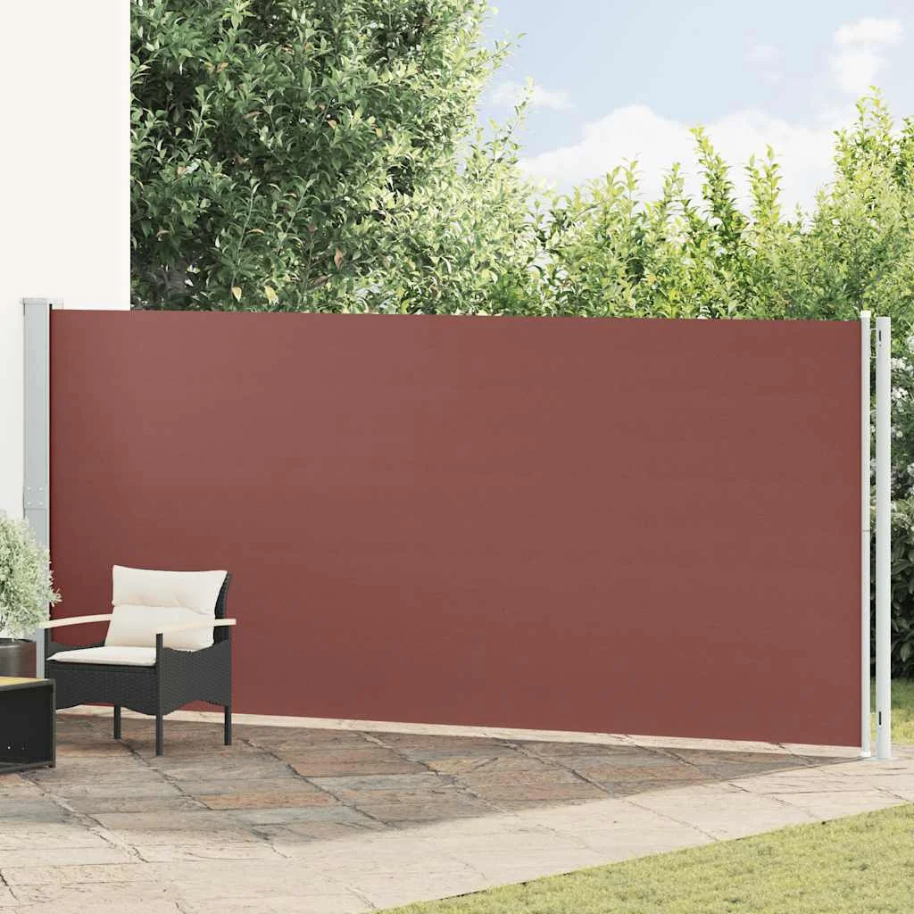 Barna behúzható oldalsó terasznapellenző 180 x 600 cm