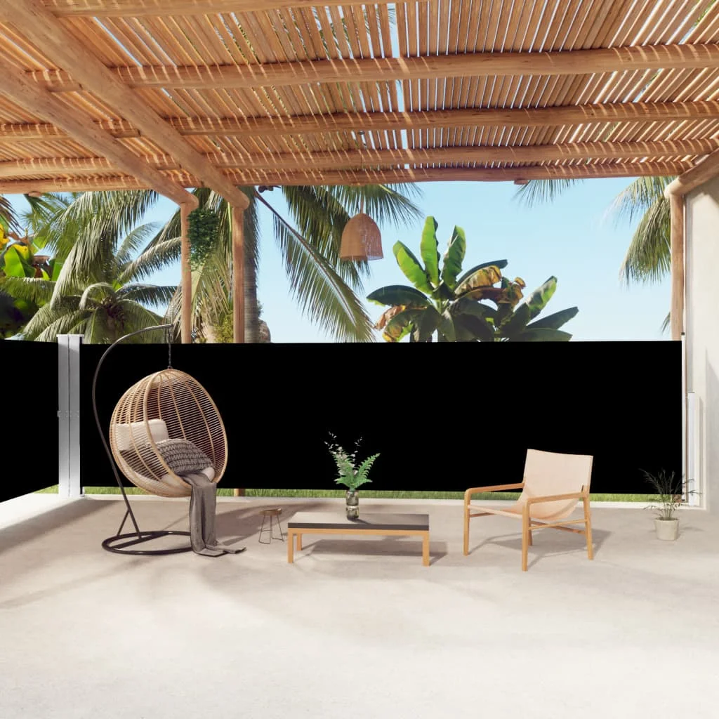 Fekete behúzható oldalsó napellenző 160 x 1000 cm