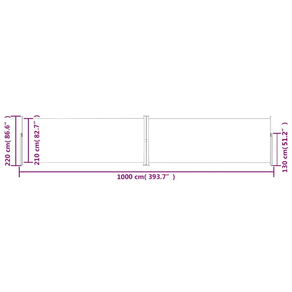 Fekete behúzható oldalsó napellenző 220 x 1000 cm