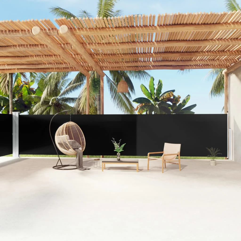 Fekete behúzható oldalsó napellenző 160 x 1200 cm