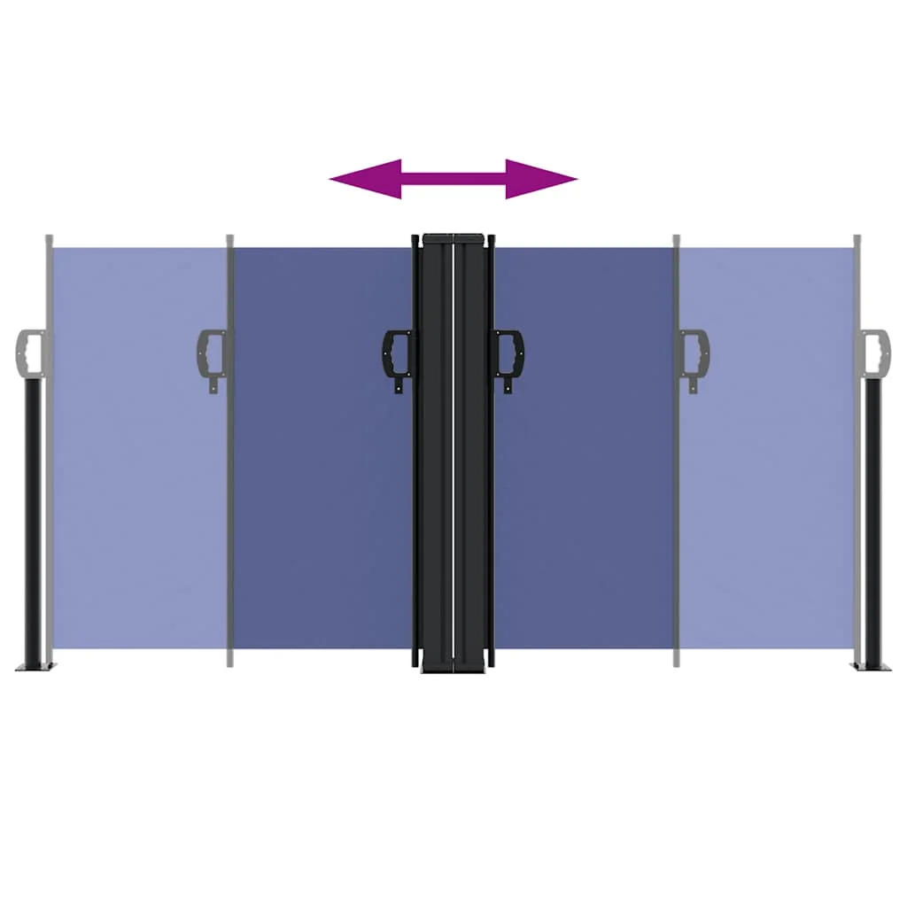 Kék behúzható oldalsó napellenző 120 x 1000 cm