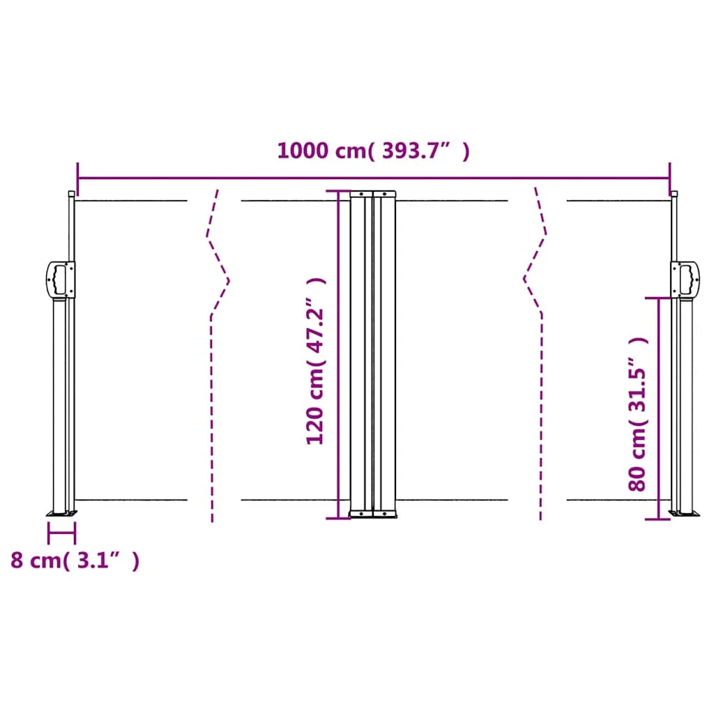 Piros behúzható oldalsó napellenző 120 x 1000 cm