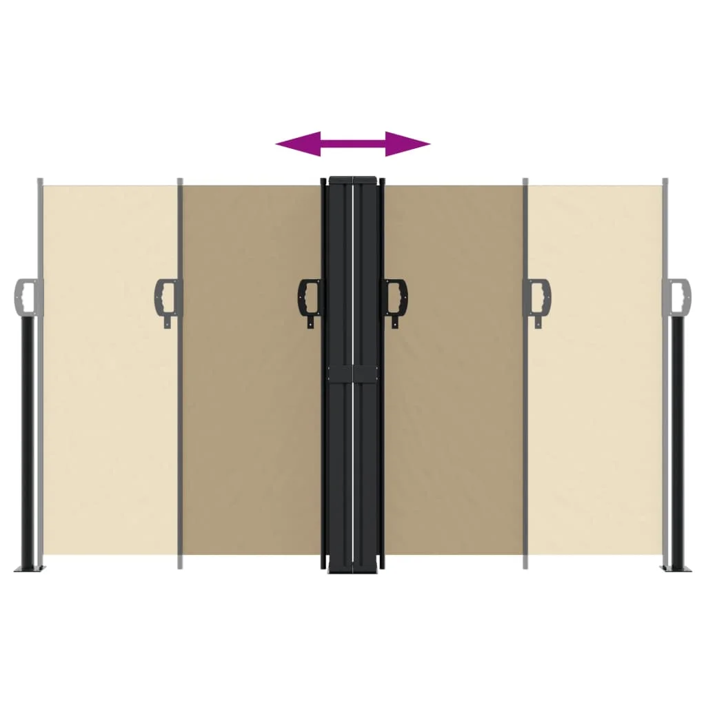 Bézs behúzható oldalsó napellenző 140 x 1000 cm