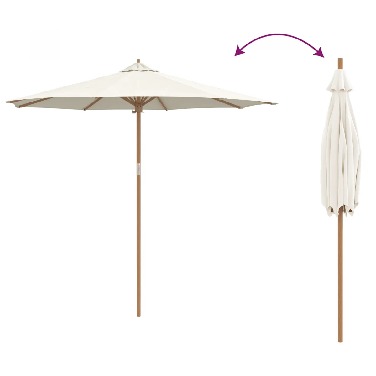 Krém Fehér Kert Parasol 270x260 cm Bambusz