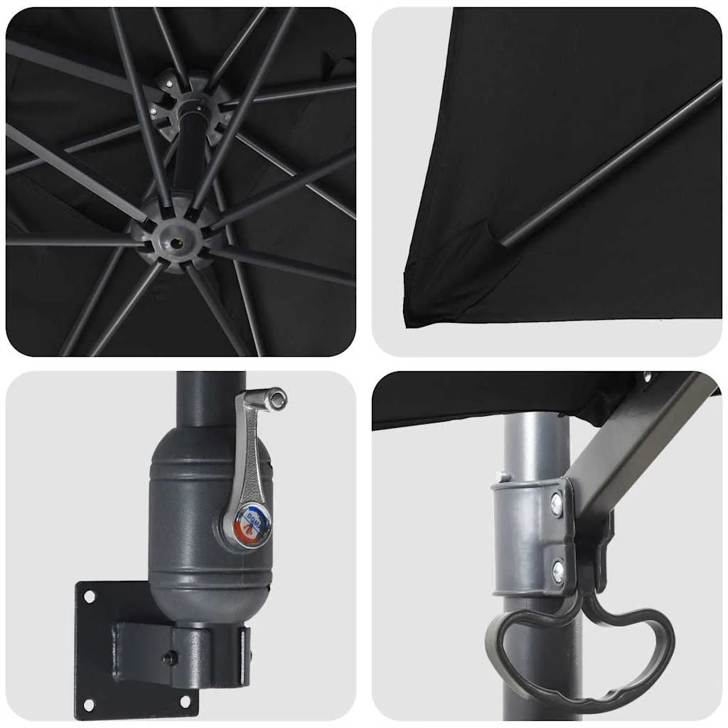 Kerti napernyő Fekete és fekete 248.5 x 247.5 x 160 cm