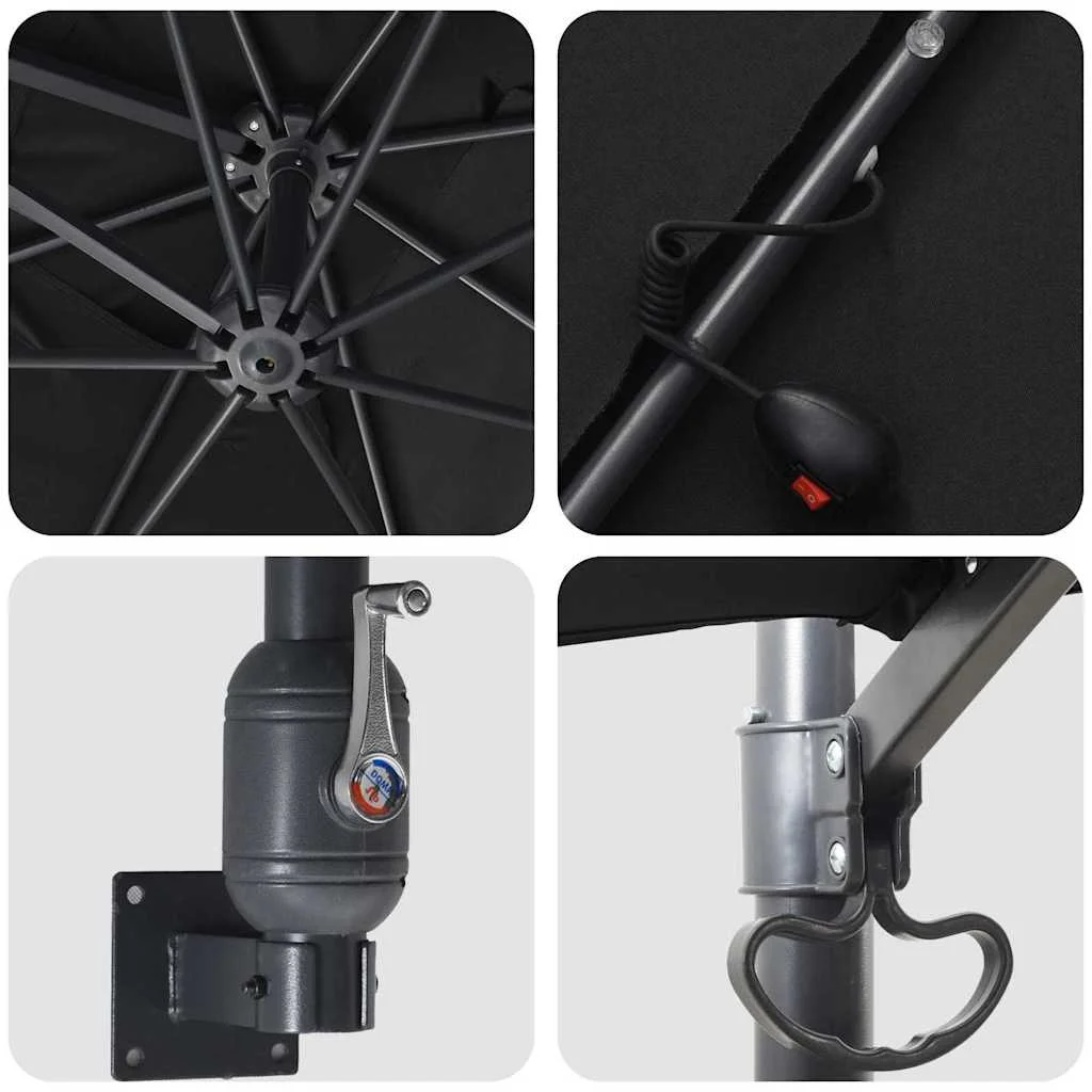 Kerti napernyő Fekete 248.5 x 247.5 x 160 cm szövet