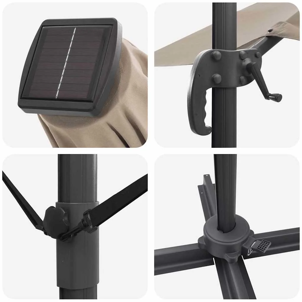 Roma napernyő LED -es lámpákkal Tópszínű 286 x 285 x 270 cm