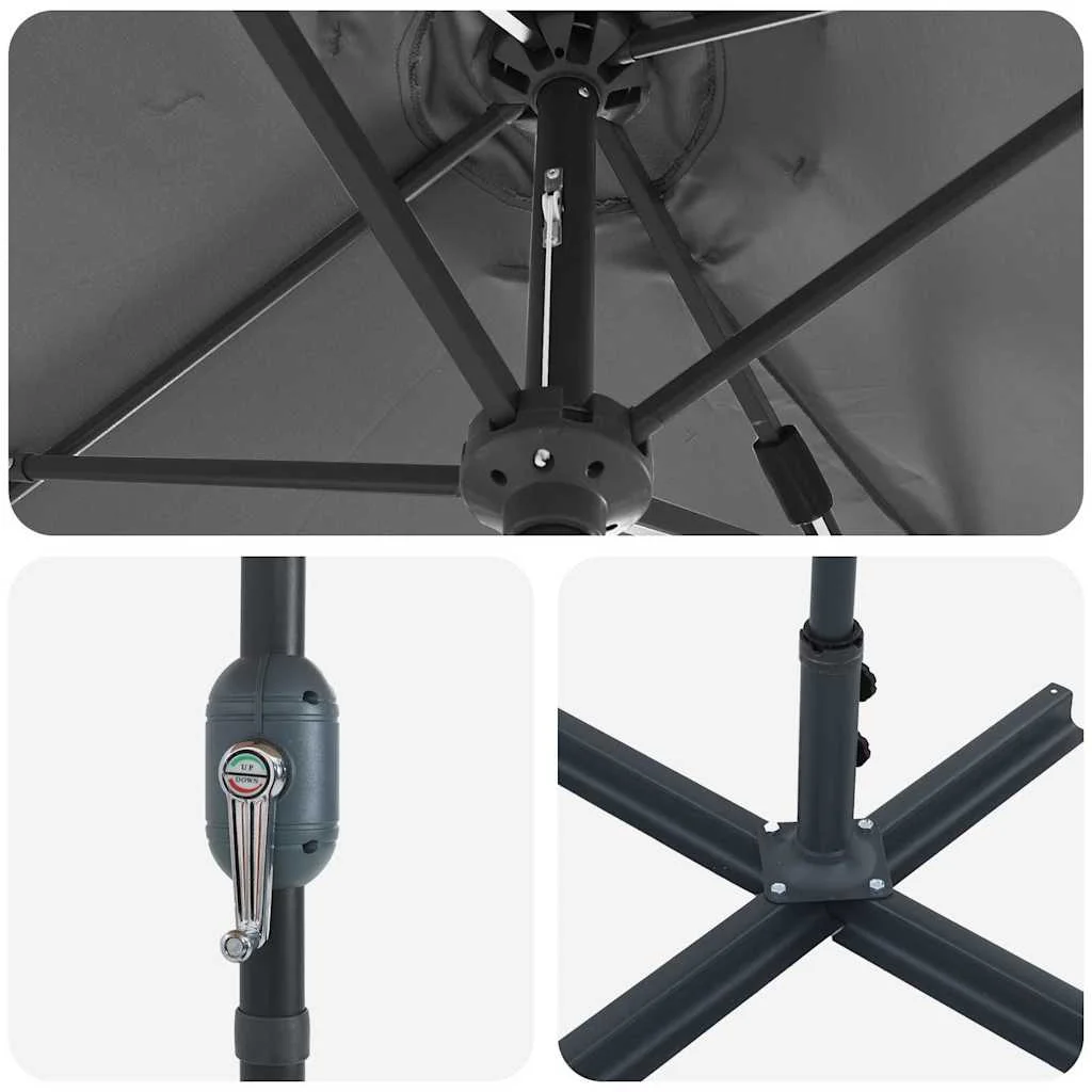 Kerti napernyő Antracit 380 x 196 x 235 cm Porszórt Acél