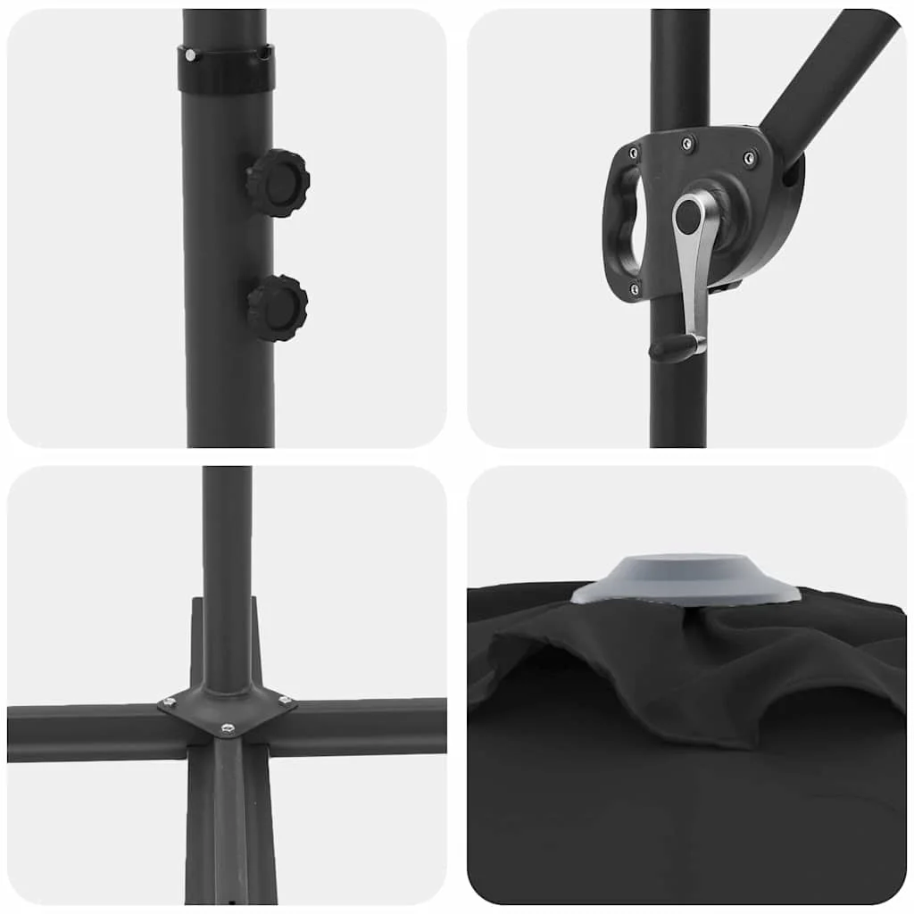 Kerti napernyő zárral Fekete Nagy Porszórt Acél