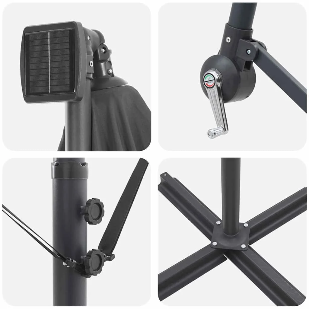 Kéttámaszos bannána napernyő zárral Antracit 249 x 249 x 250 cm