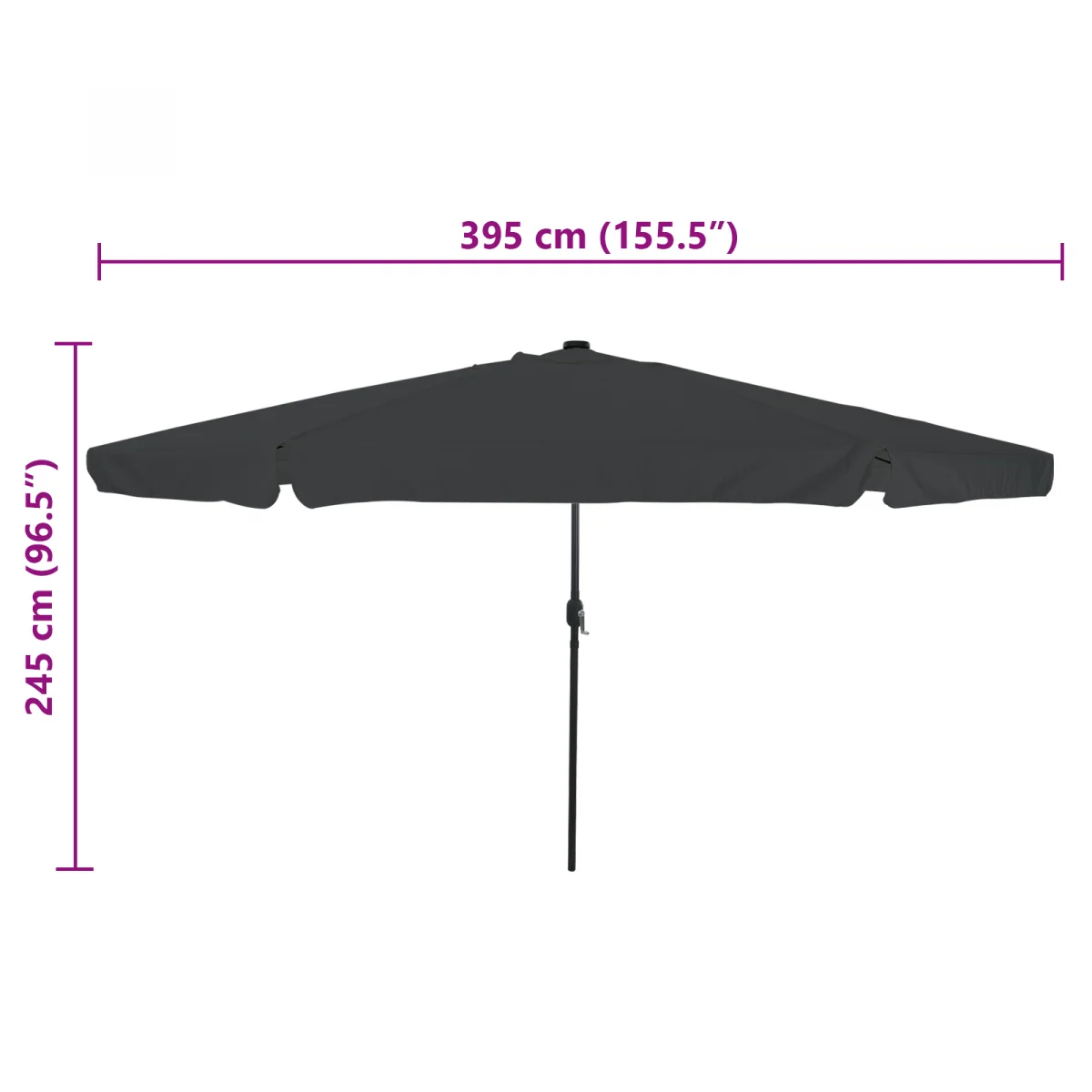 Kültéri Napernyő LED Fényekkel ø395x245 cm Antracit