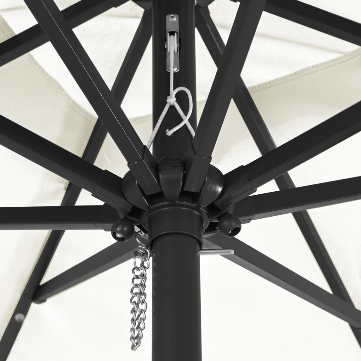 Négyzetes Kerti Napernyő LED Fényekkel 295x245 cm Homokfehér