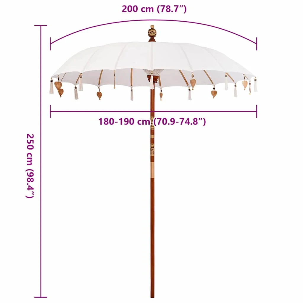 Napernyő Krém x 250 cm Pamut és tömör fa
