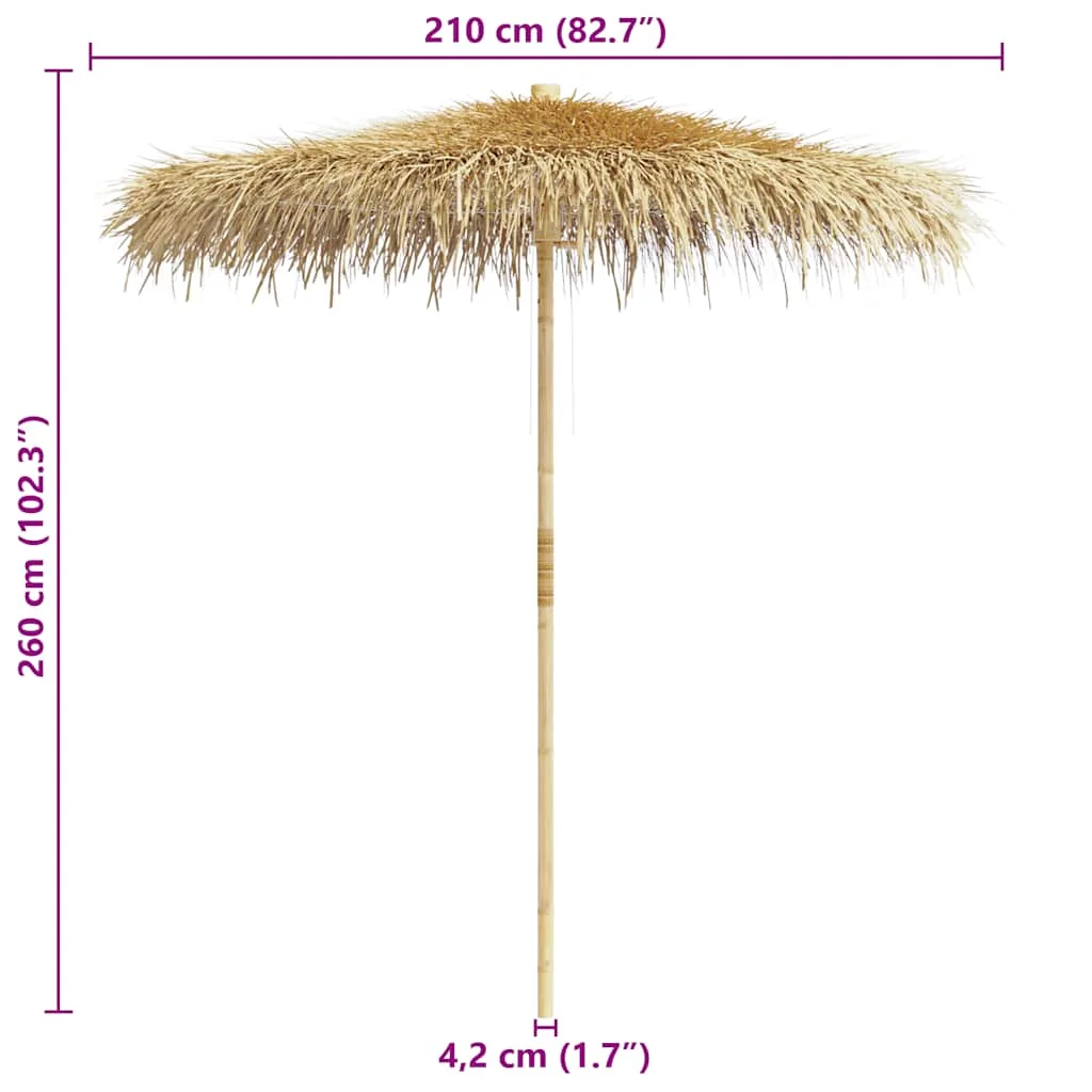 Bambuszernyő banánlevél tetővel 210 cm