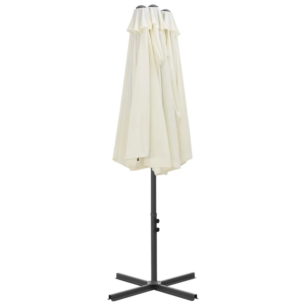 Homokszínű kültéri napernyő alumíniumrúddal 460 x 270 cm