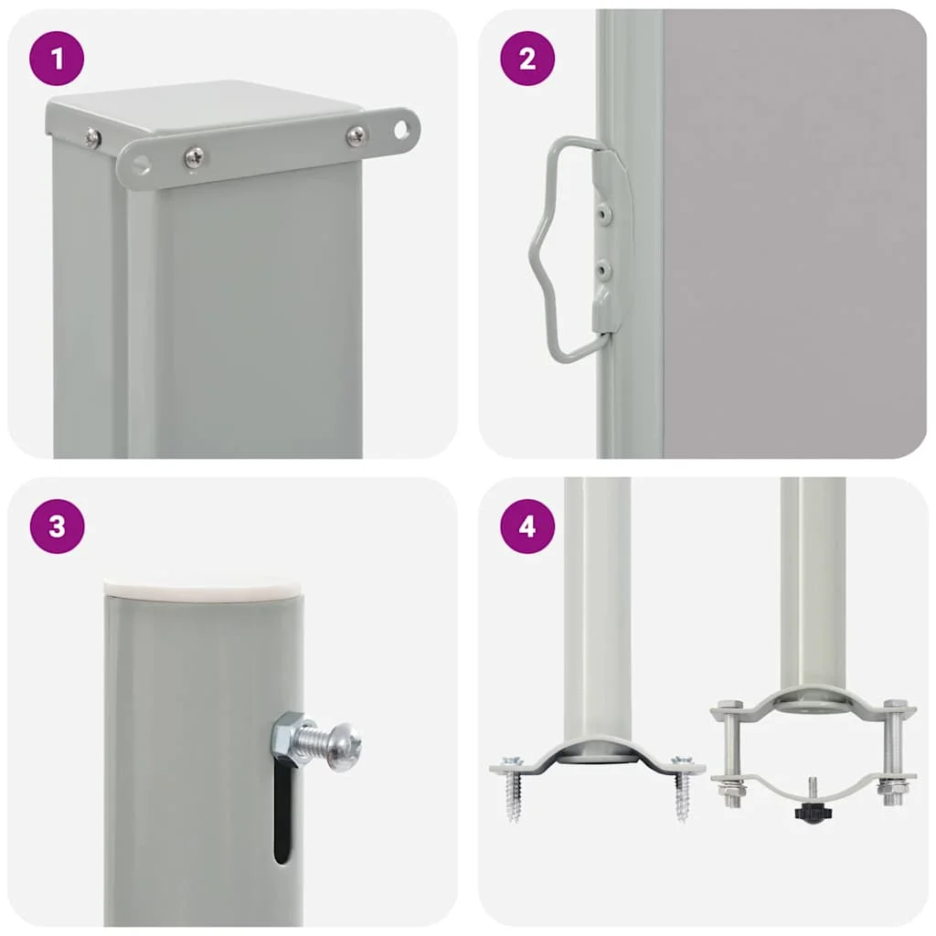 Szürke behúzható oldalsó terasz napellenző 120 x 300 cm