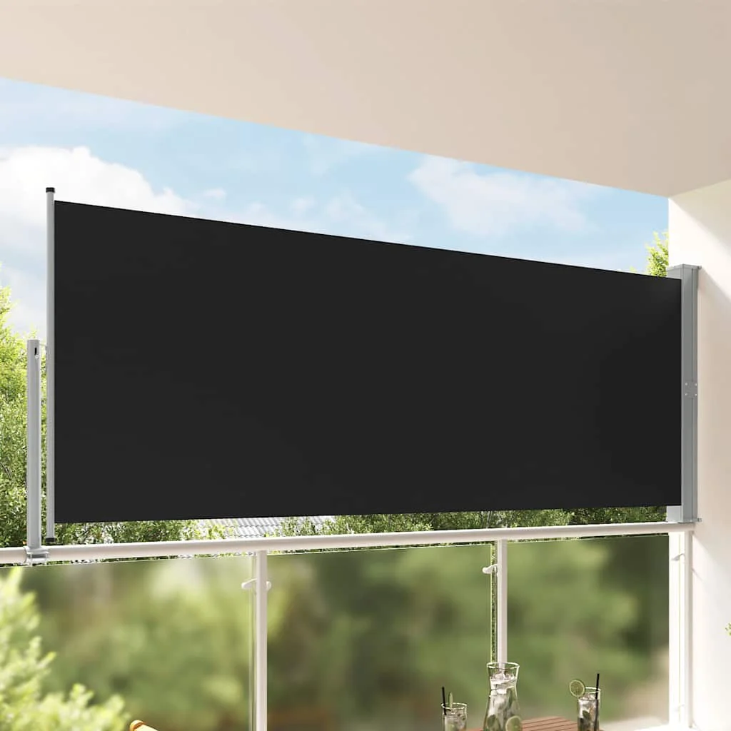 Fekete behúzható oldalsó terasz napellenző 140 x 300 cm