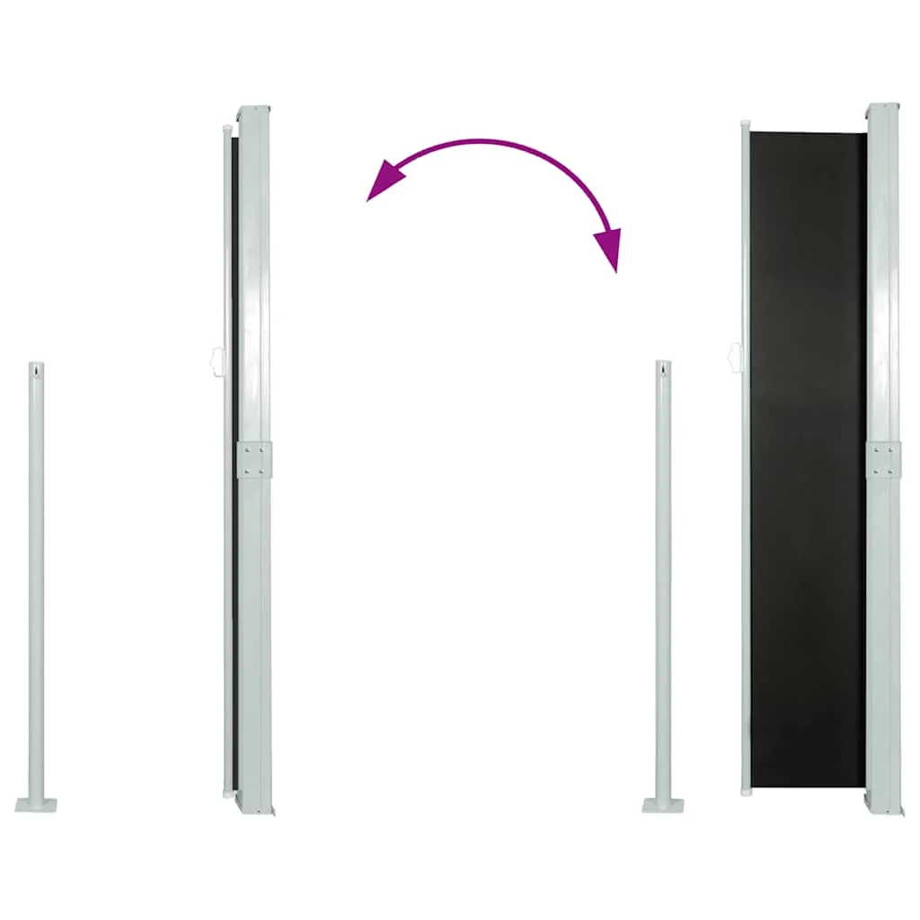 Fekete behúzható oldalsó napellenző 140 x 300 cm