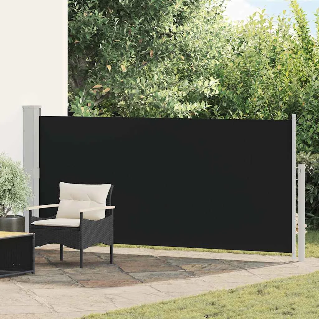 Fekete behúzható oldalsó napellenző 140 x 300 cm