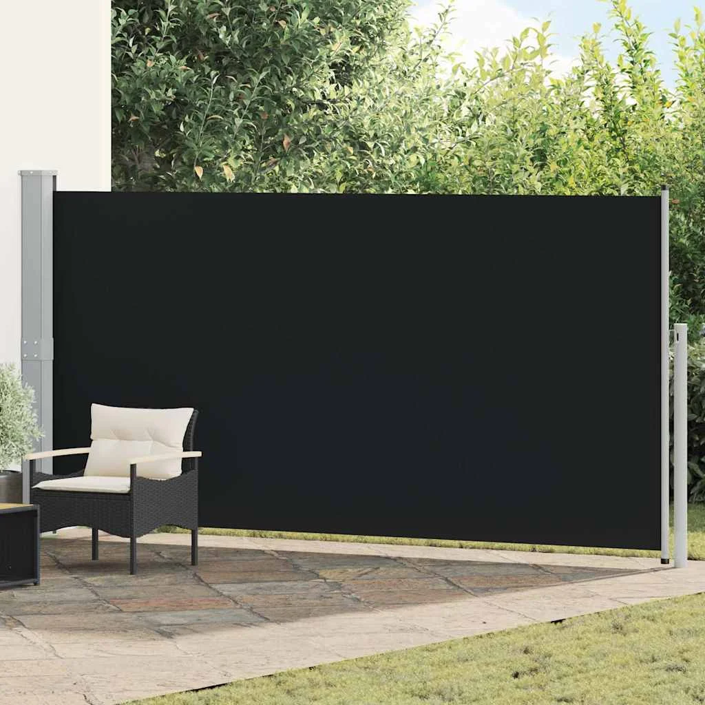 Fekete behúzható oldalsó napellenző 160 x 500 cm