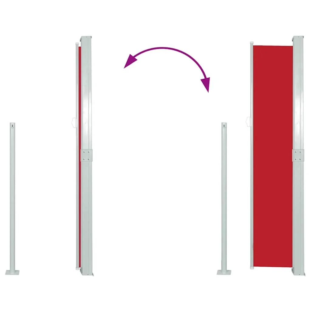 Piros behúzható oldalsó napellenző 160 x 500 cm