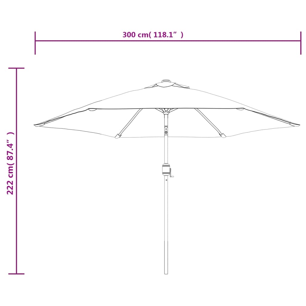 Fekete kültéri napernyő fémrúddal 300 cm