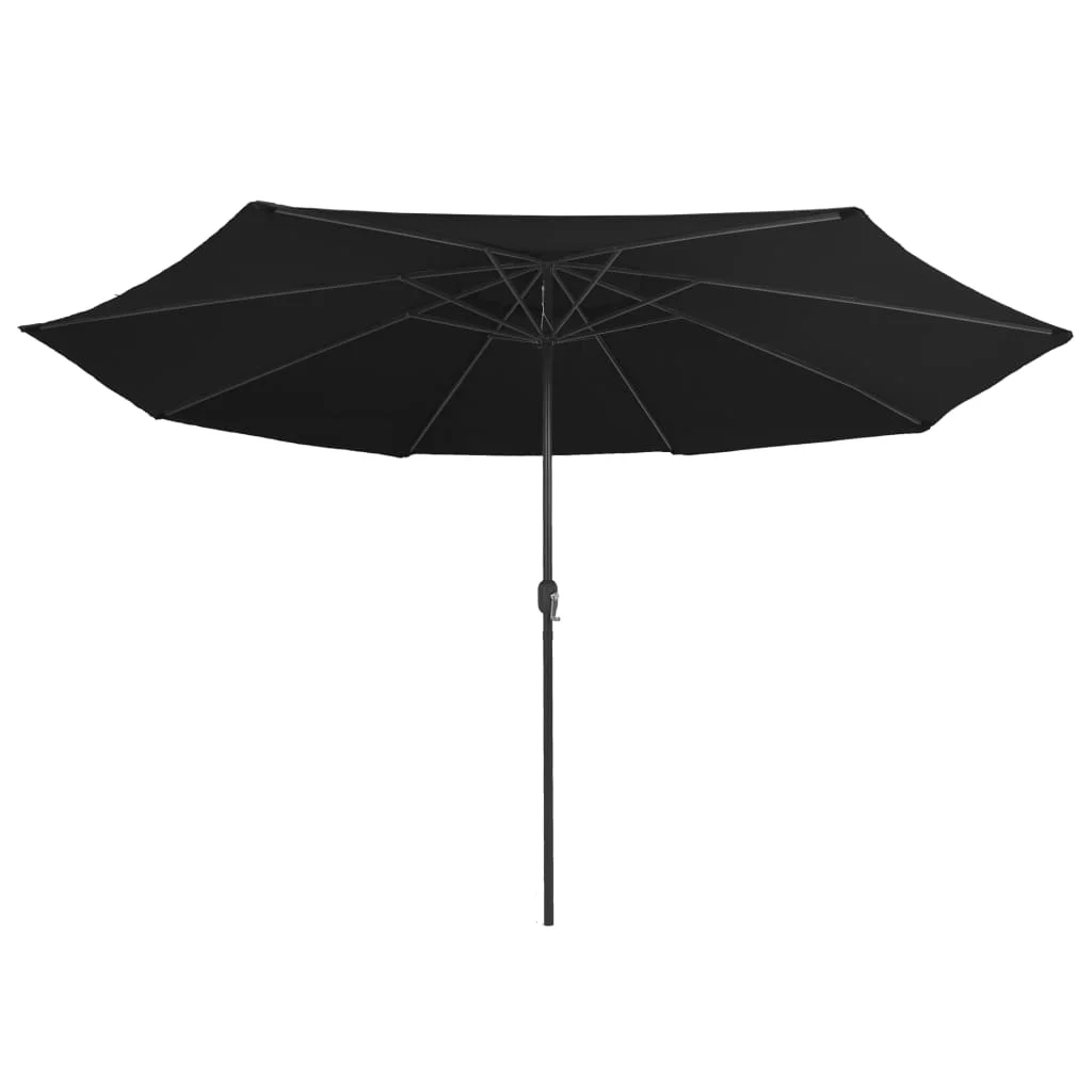 Fekete kültéri napernyő fémrúddal 390 cm
