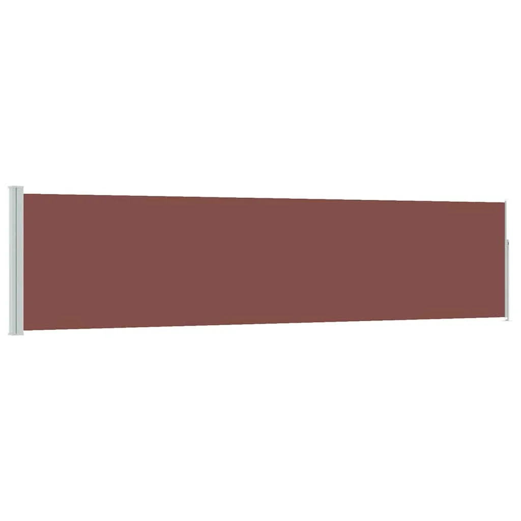 Barna behúzható oldalsó teraszi napellenző 120 x 500 cm