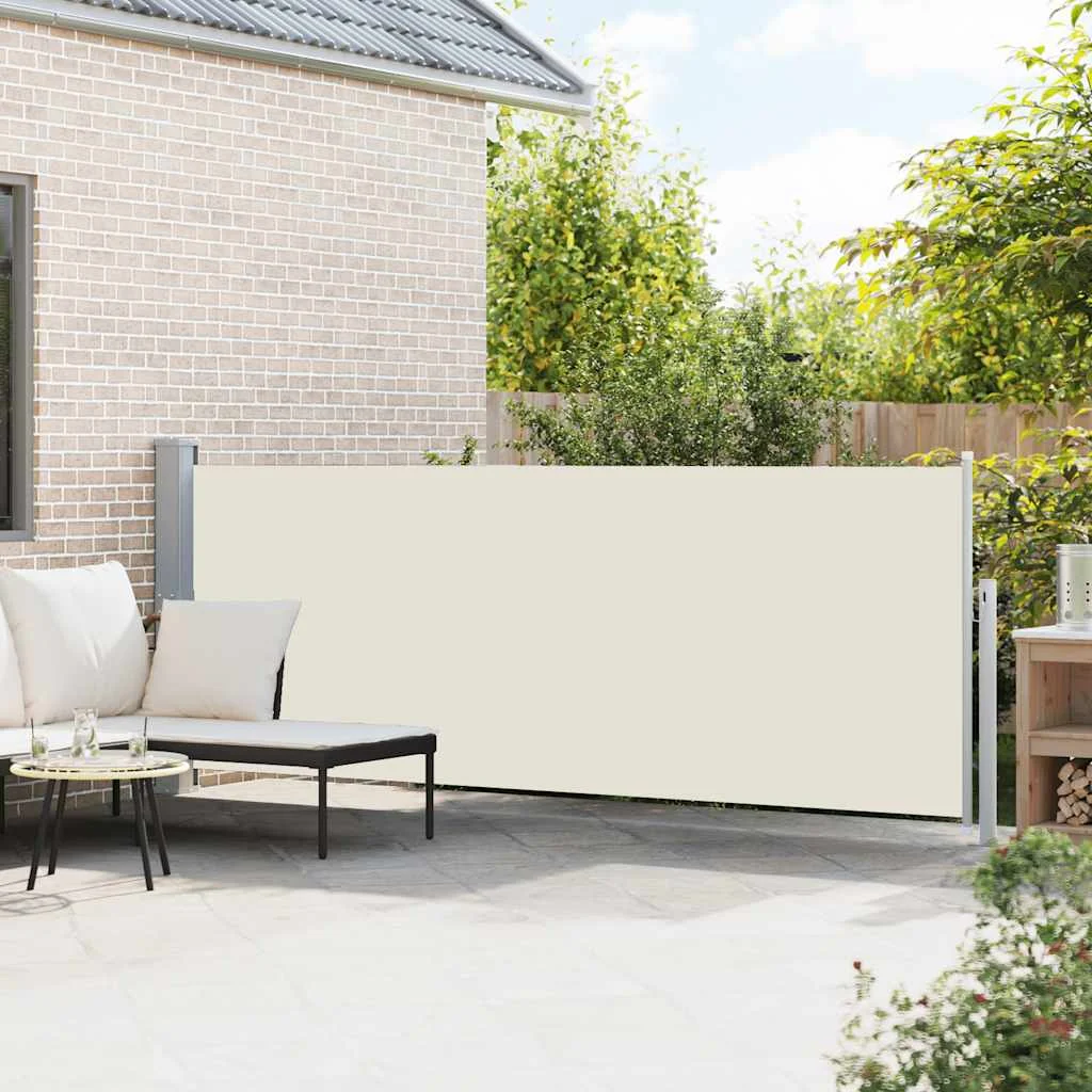 Krémszínű kihúzható oldalsó teraszi napellenző 140 x 500 cm