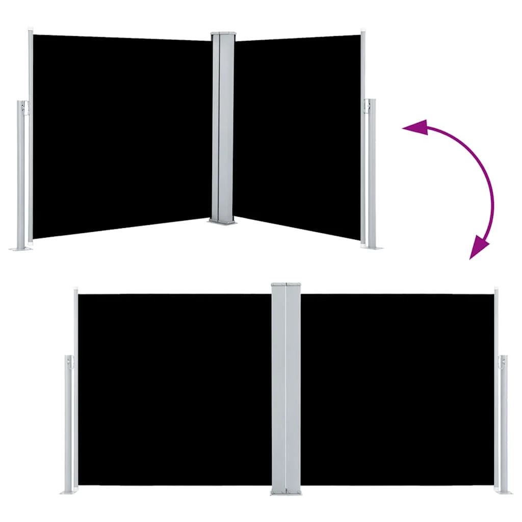 Fekete behúzható oldalsó napellenző 100 x 600 cm