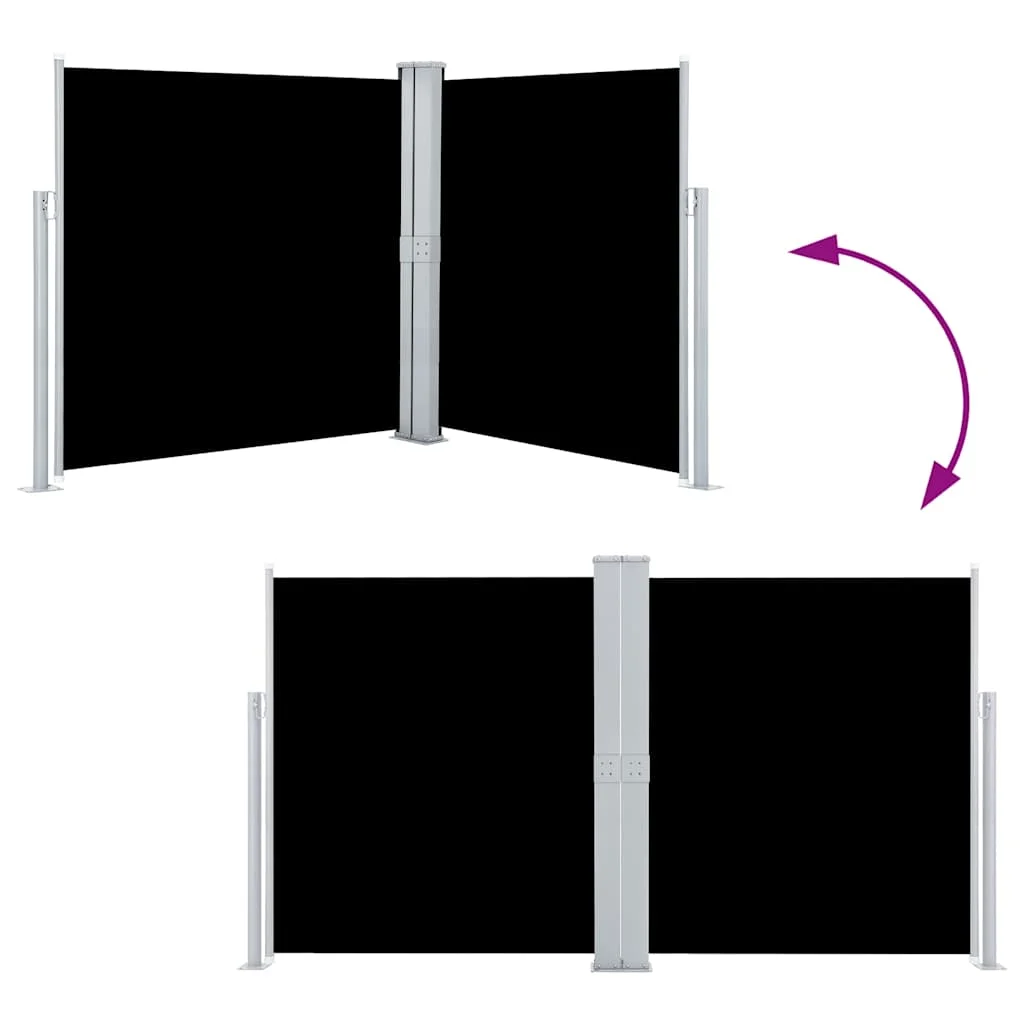 Fekete behúzható oldalsó napellenző 140 x 600 cm