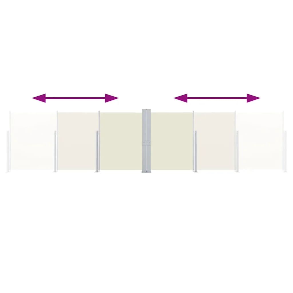 Krémszínű behúzható dupla teraszi napellenző 170 x 600 cm 