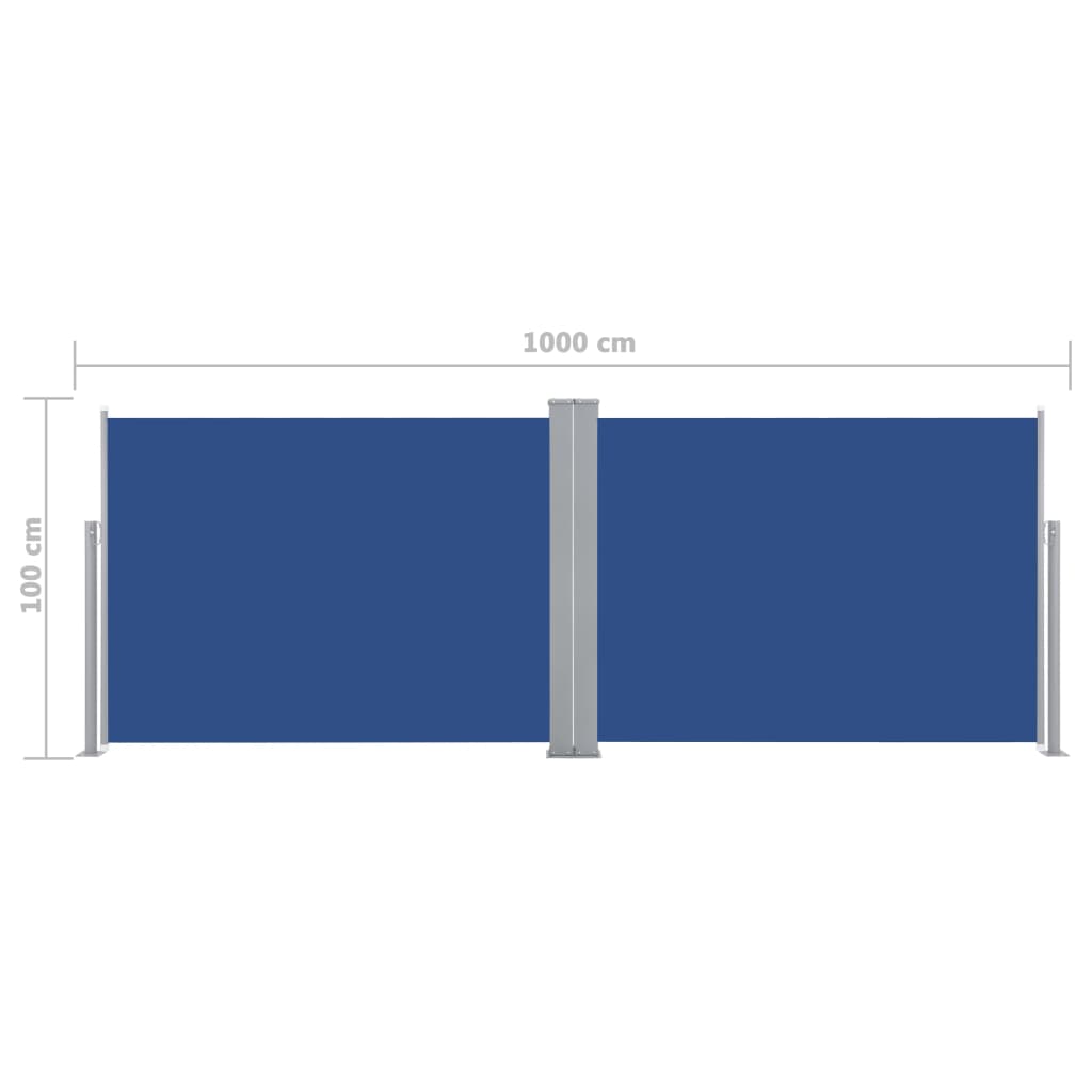 Kék behúzható oldalsó napellenző 100 x 1000 cm