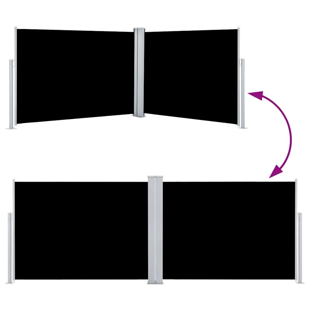 Fekete behúzható oldalsó napellenző 120 x 1000 cm