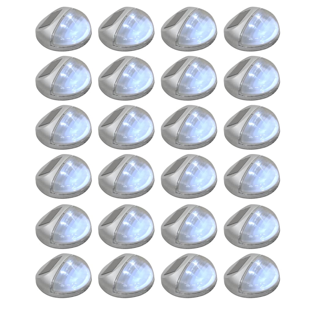 24 db ezüstszínű kerek kültéri napelemes LED falilámpa